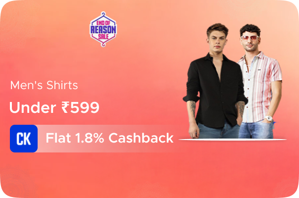 Myntra: Men Shirts Under Rs 599 + Flat 1.8% Cashback